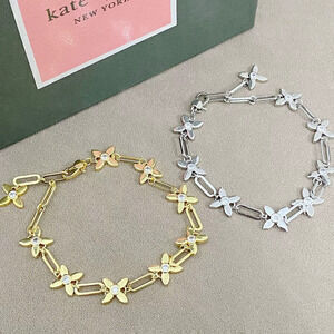 kate spade Vintage Metal Zircon Four Leaf Clover Cutout Bracelet